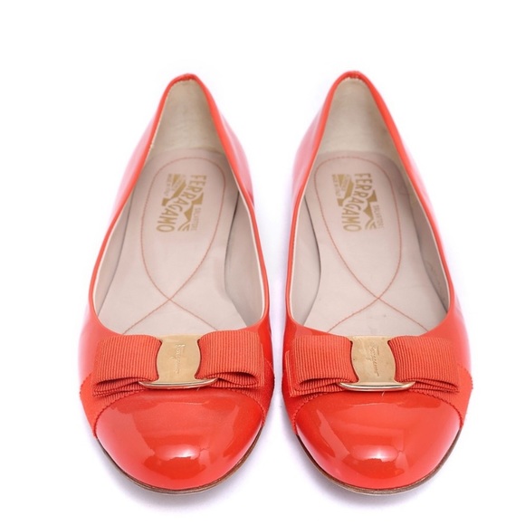 Salvatore Ferragamo Shoes - Salvatore Ferragamo Varuna orange bow flats 8.5